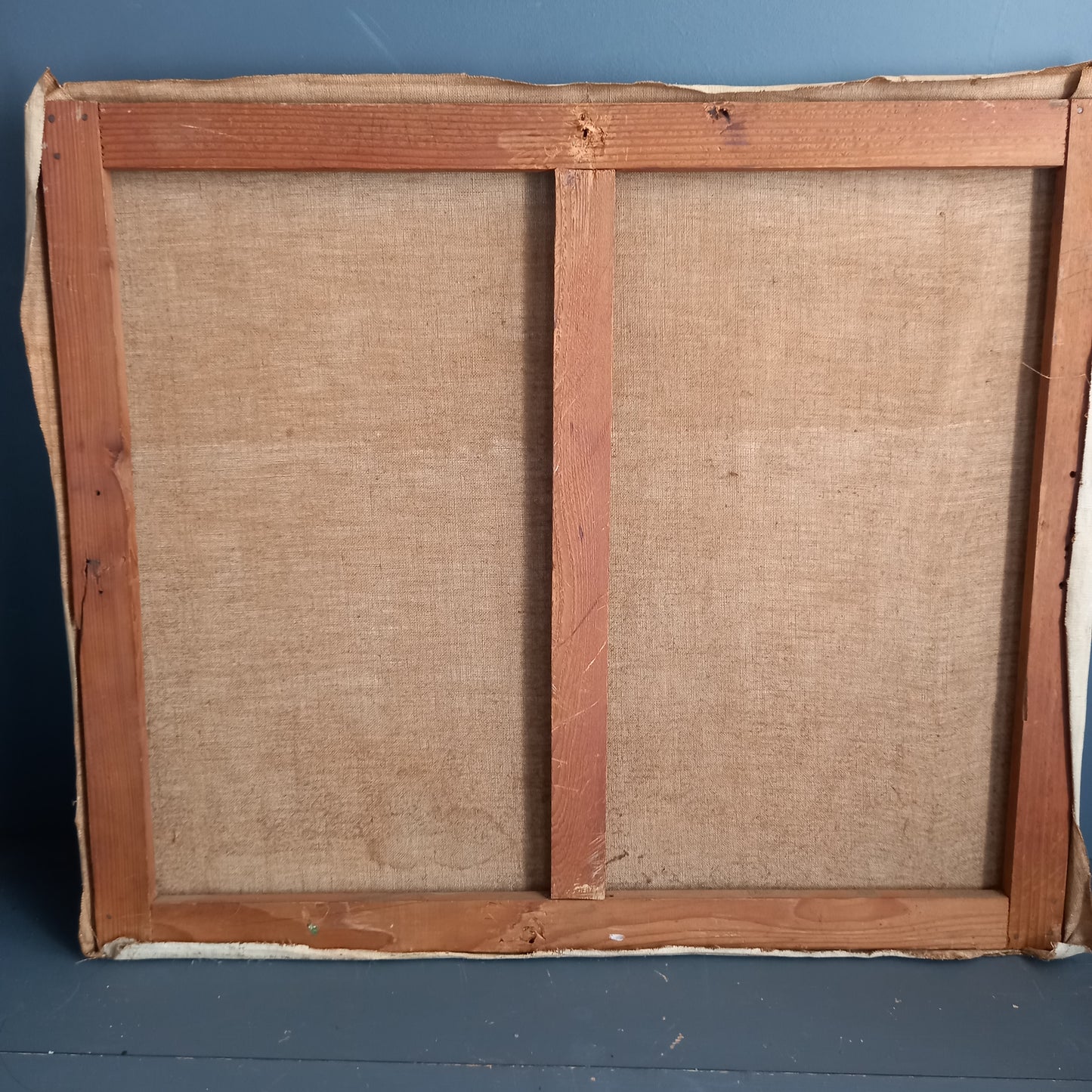 French vintage oil on canvas landscape painting in Autumnal tones.