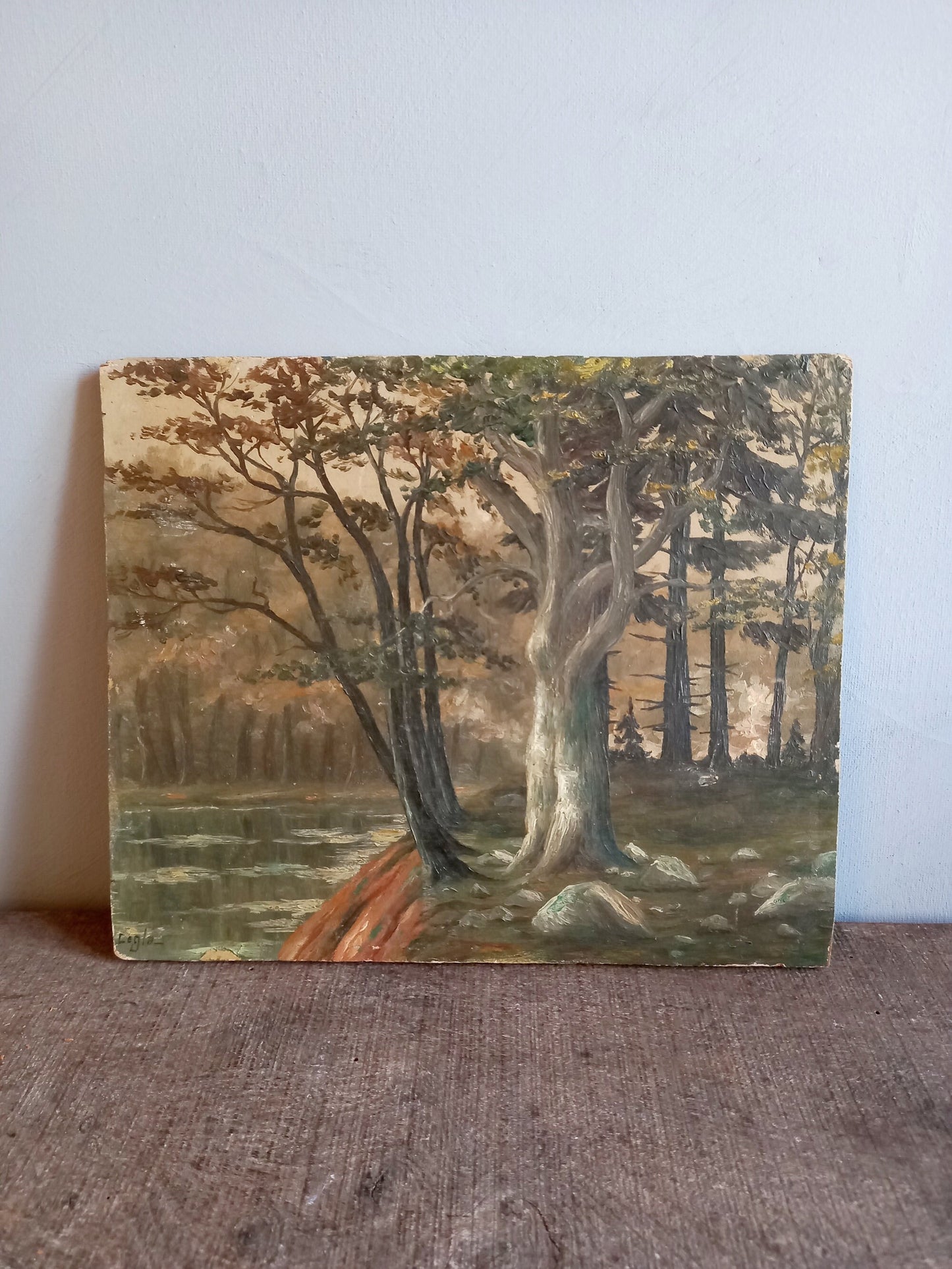 French oil painting. French art. Antique oil painting. Vintage French oil on board. Art French. French picture. French Country decor