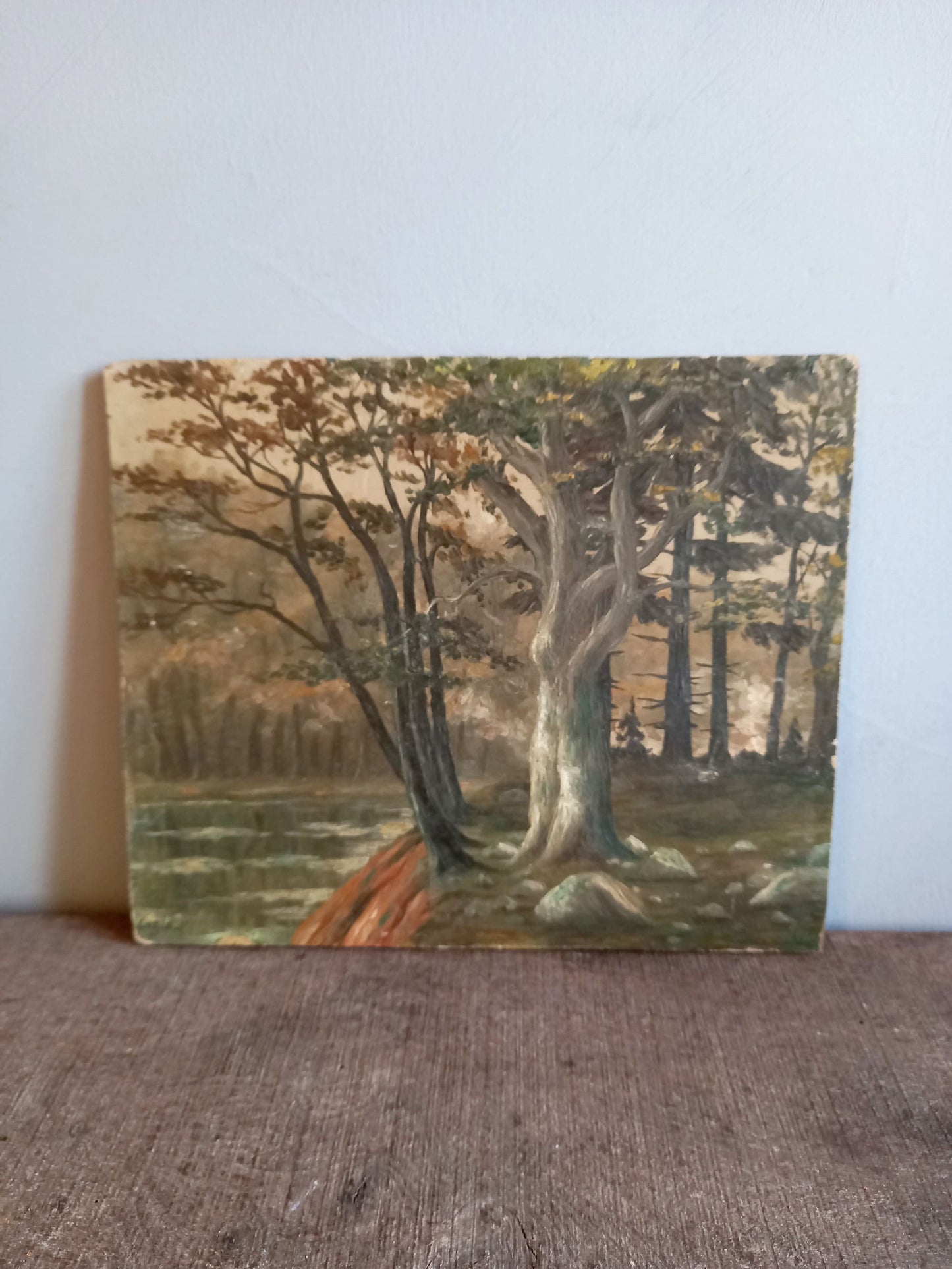 French oil painting. French art. Antique oil painting. Vintage French oil on board. Art French. French picture. French Country decor