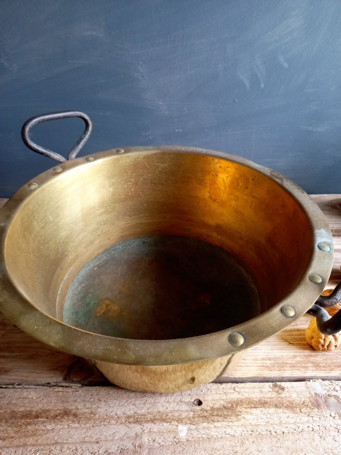 French antique brass bowl. 19th century antique brass bowl.