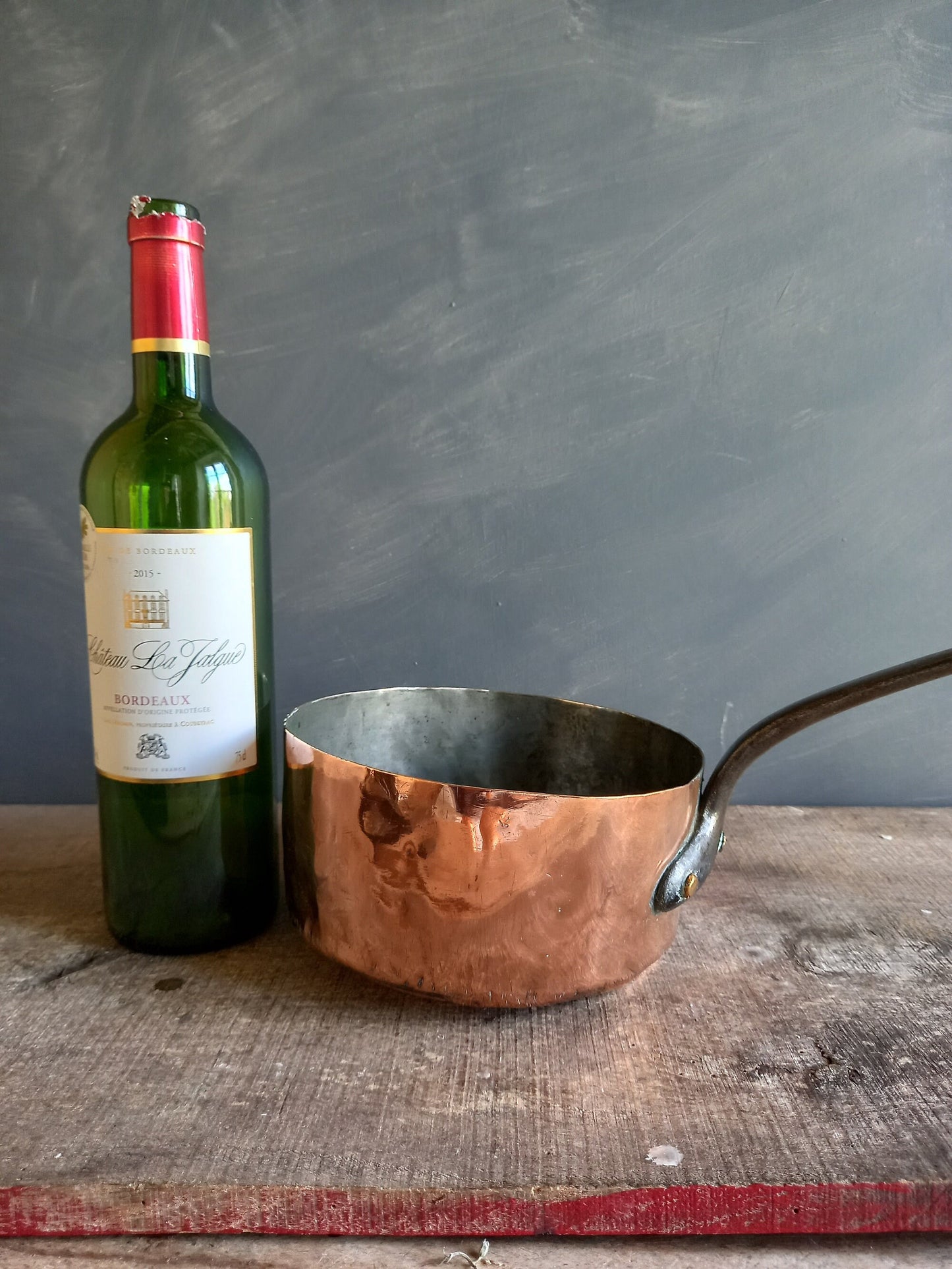 Antique copper pan. 19thC copper pan. Copper saucepan.