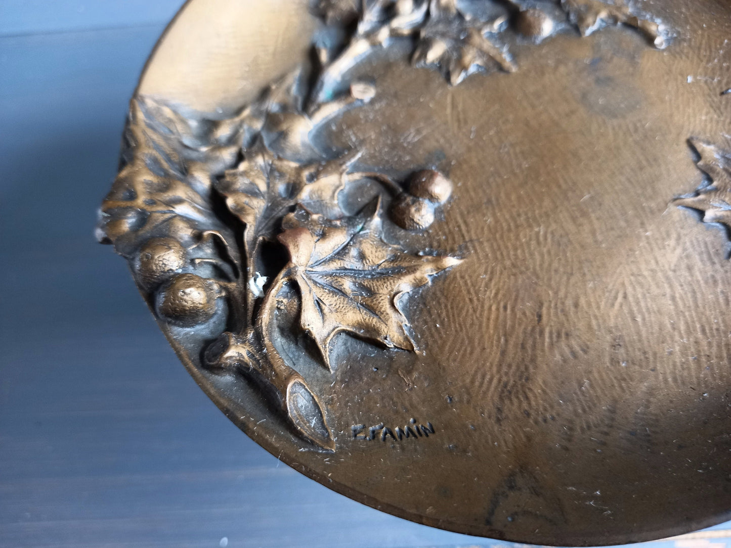 Antique bronze tazza by E Famin.