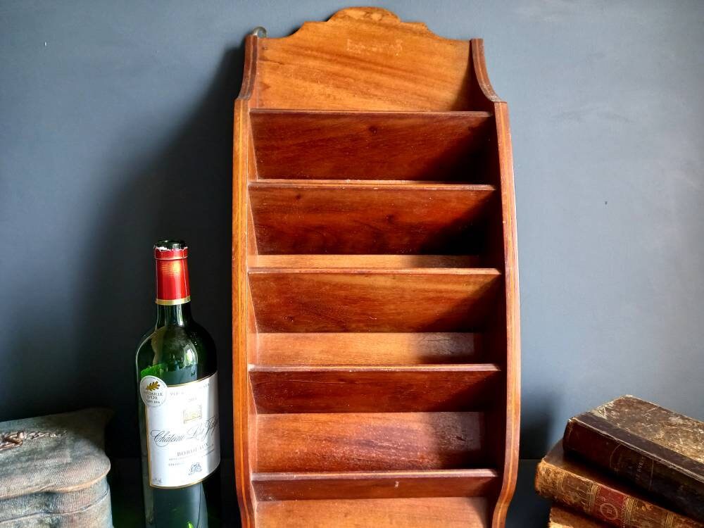 Antique letter rack. Mahogony letter holder.