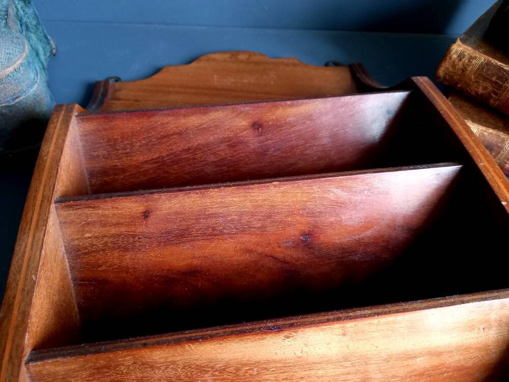 Antique letter rack. Mahogony letter holder.