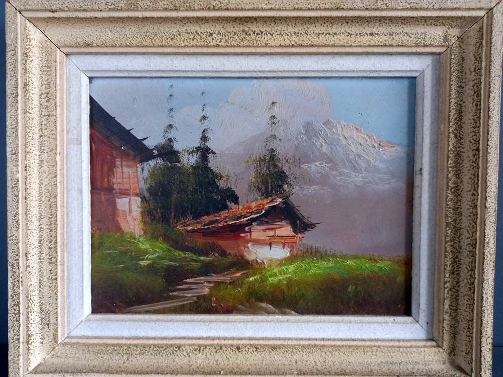 French oil painting. French art. Vintage oil painting. Vintage French oil on board.