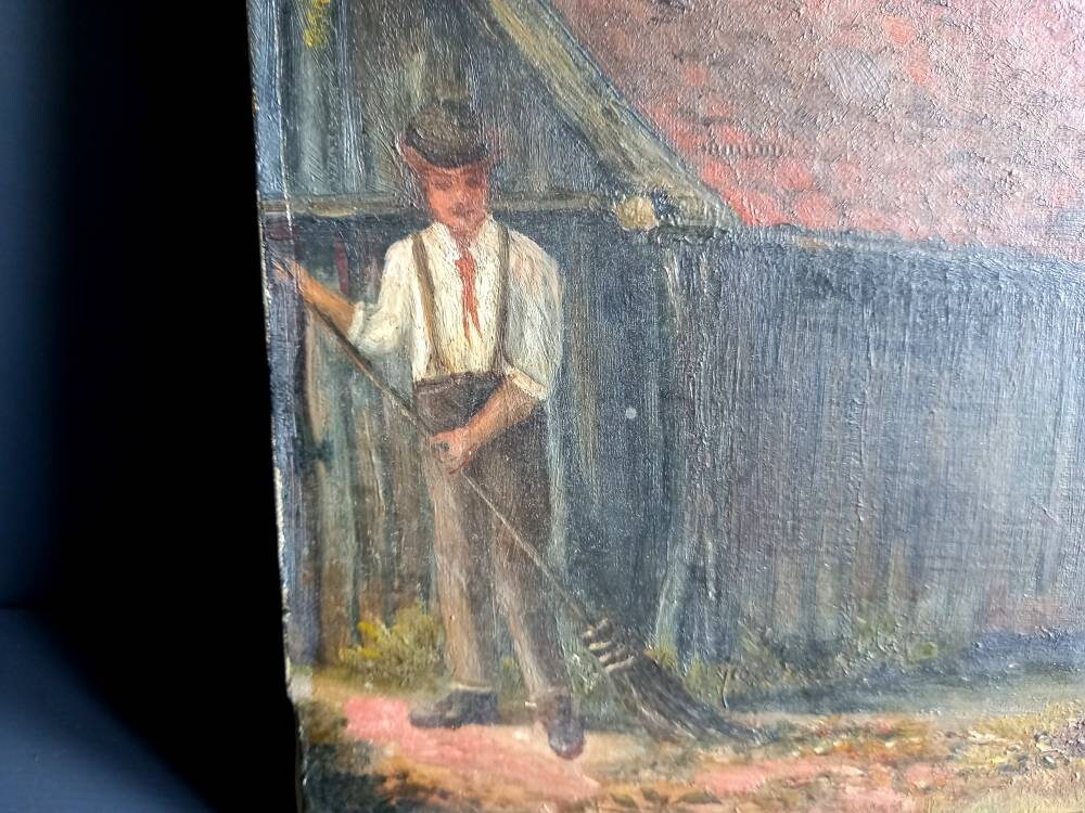 Antique oil painting. French oil painting. Original art. Oil on canvas. French art. Antique painting. Wall art. French antique art. Art.