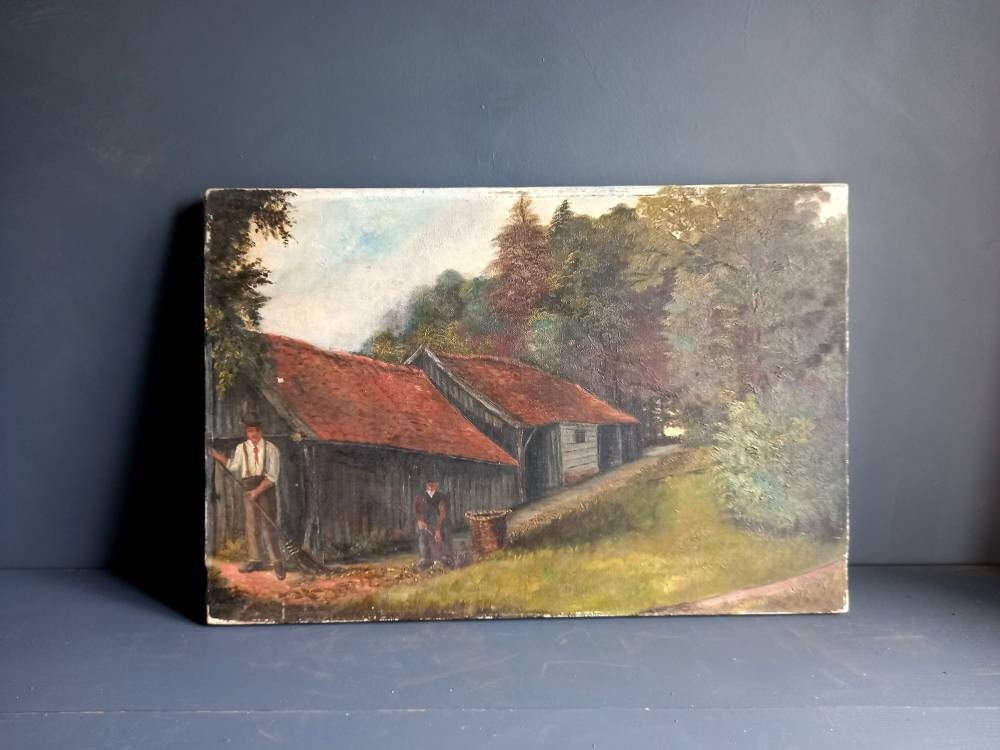 Antique oil painting. French oil painting. Original art. Oil on canvas. French art. Antique painting. Wall art. French antique art. Art.