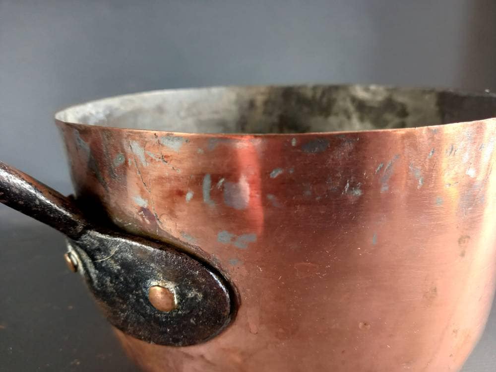 Antique copper pan. Copper pot. Copper saucepan.