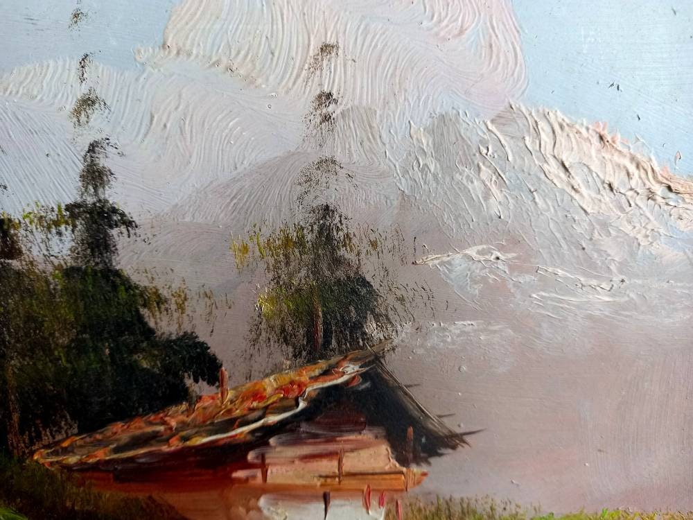 French oil painting. French art. Vintage oil painting. Vintage French oil on board.
