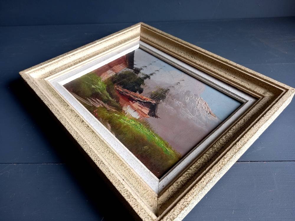 French oil painting. French art. Vintage oil painting. Vintage French oil on board.