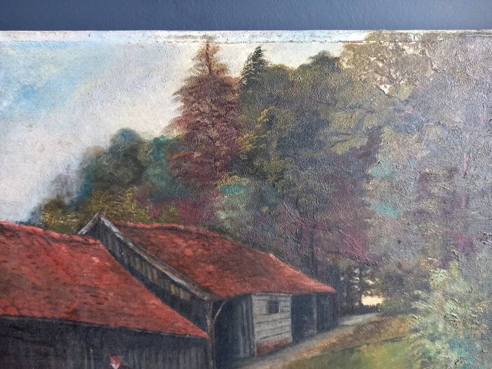 Antique oil painting. French oil painting. Original art. Oil on canvas. French art. Antique painting. Wall art. French antique art. Art.