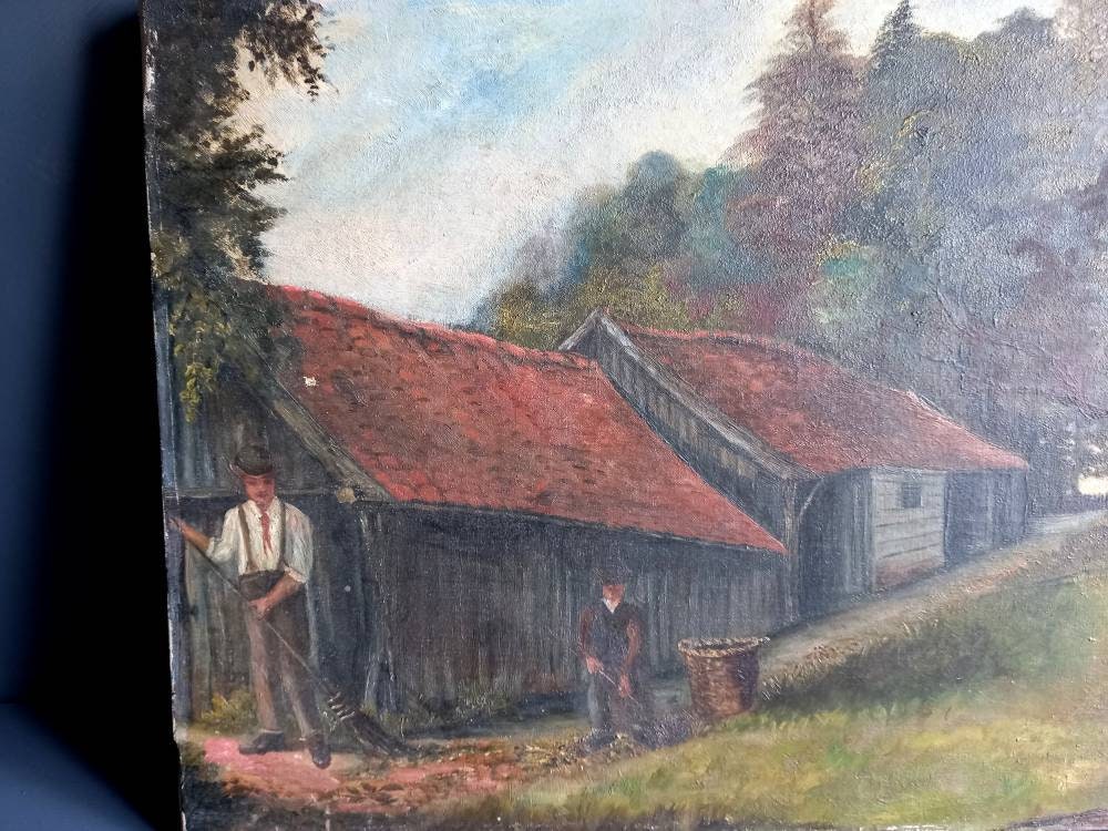 Antique oil painting. French oil painting. Original art. Oil on canvas. French art. Antique painting. Wall art. French antique art. Art.