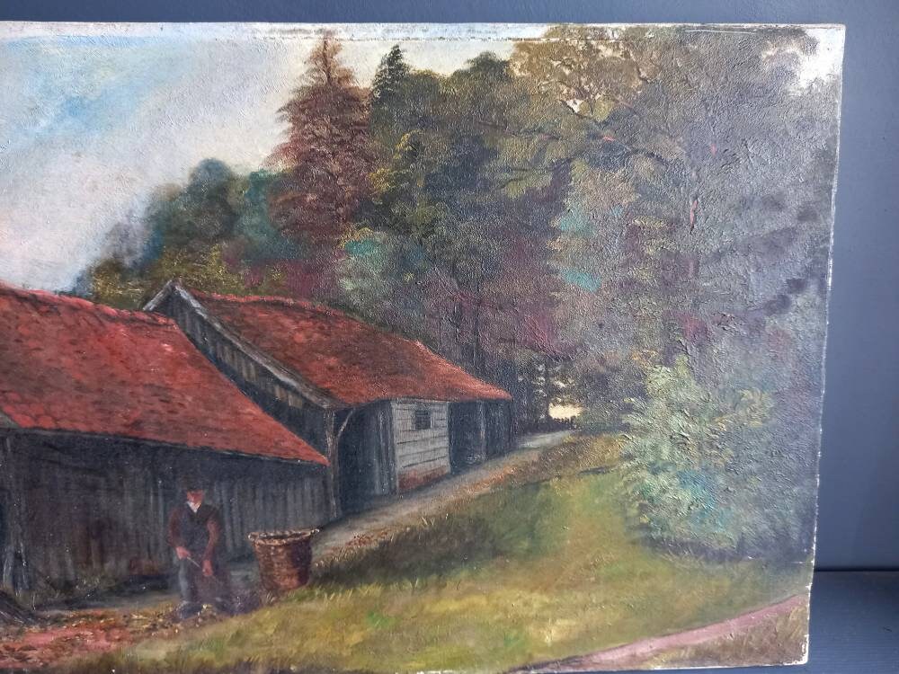Antique oil painting. French oil painting. Original art. Oil on canvas. French art. Antique painting. Wall art. French antique art. Art.