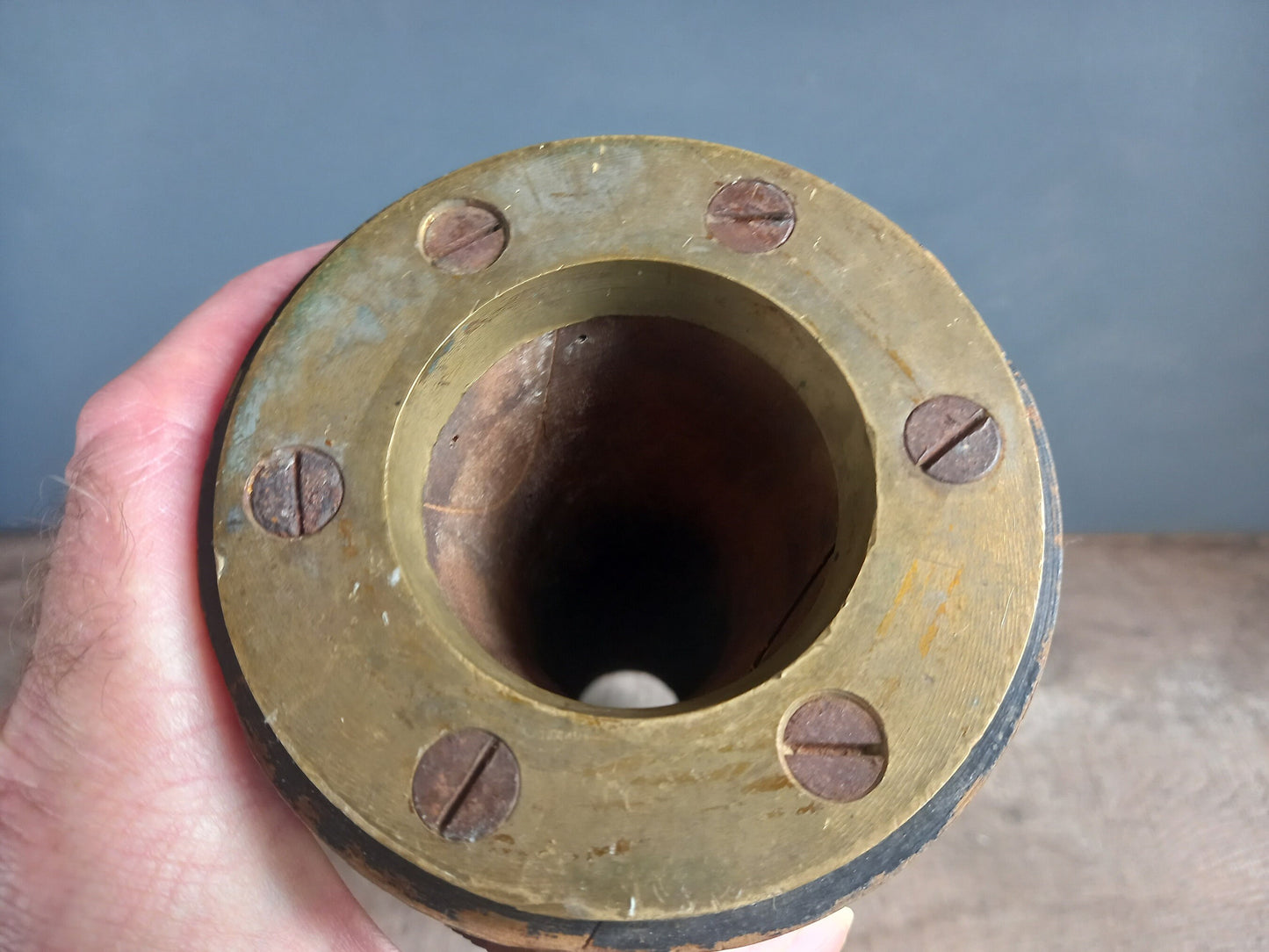 Antique wallpaper printing roller. Wood print roller.