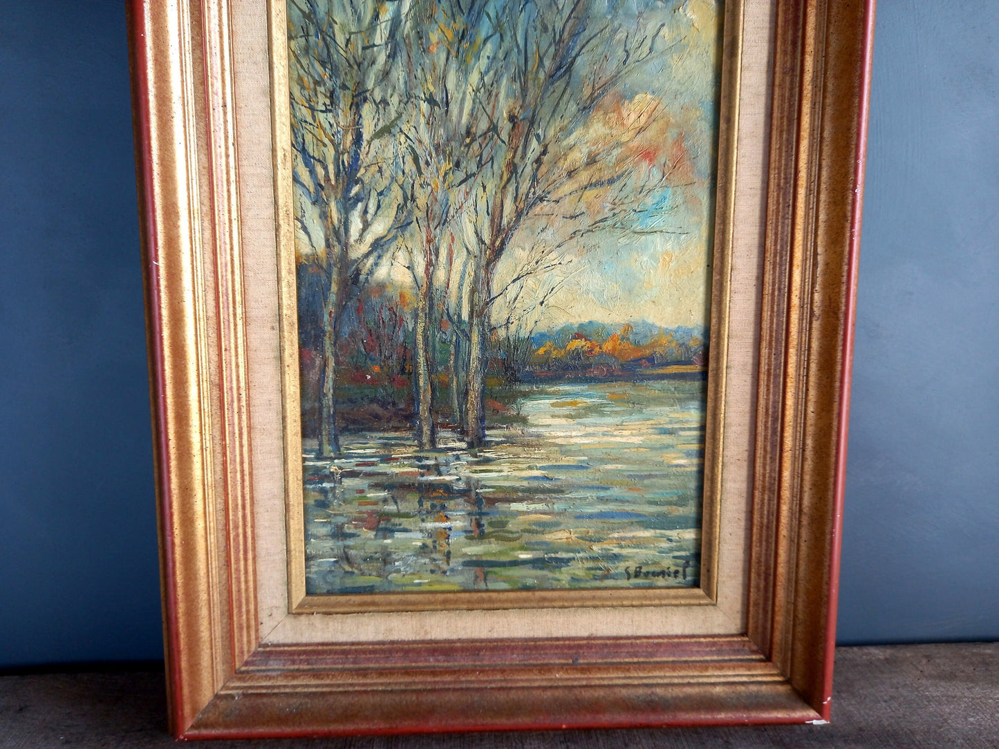 French oil painting. French art. Vintage oil painting. Vintage French oil on board. Art French. French picture. French Country decor