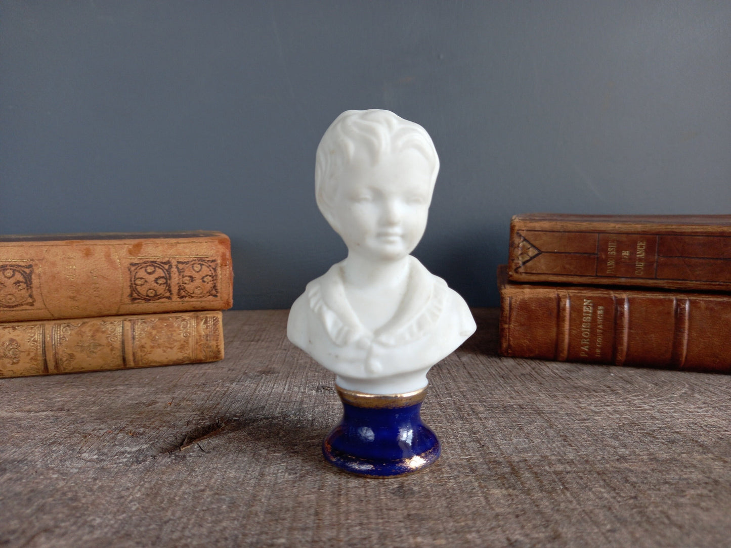 French bust of child. Bisque bust. Small French statue.