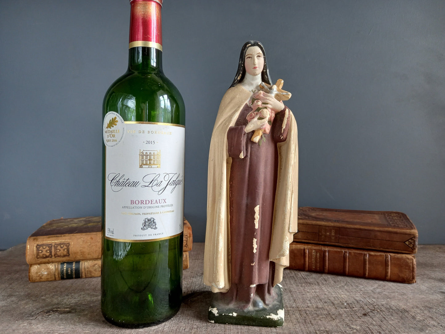 French statue St Therese of Lisieux. Chalkware statue.