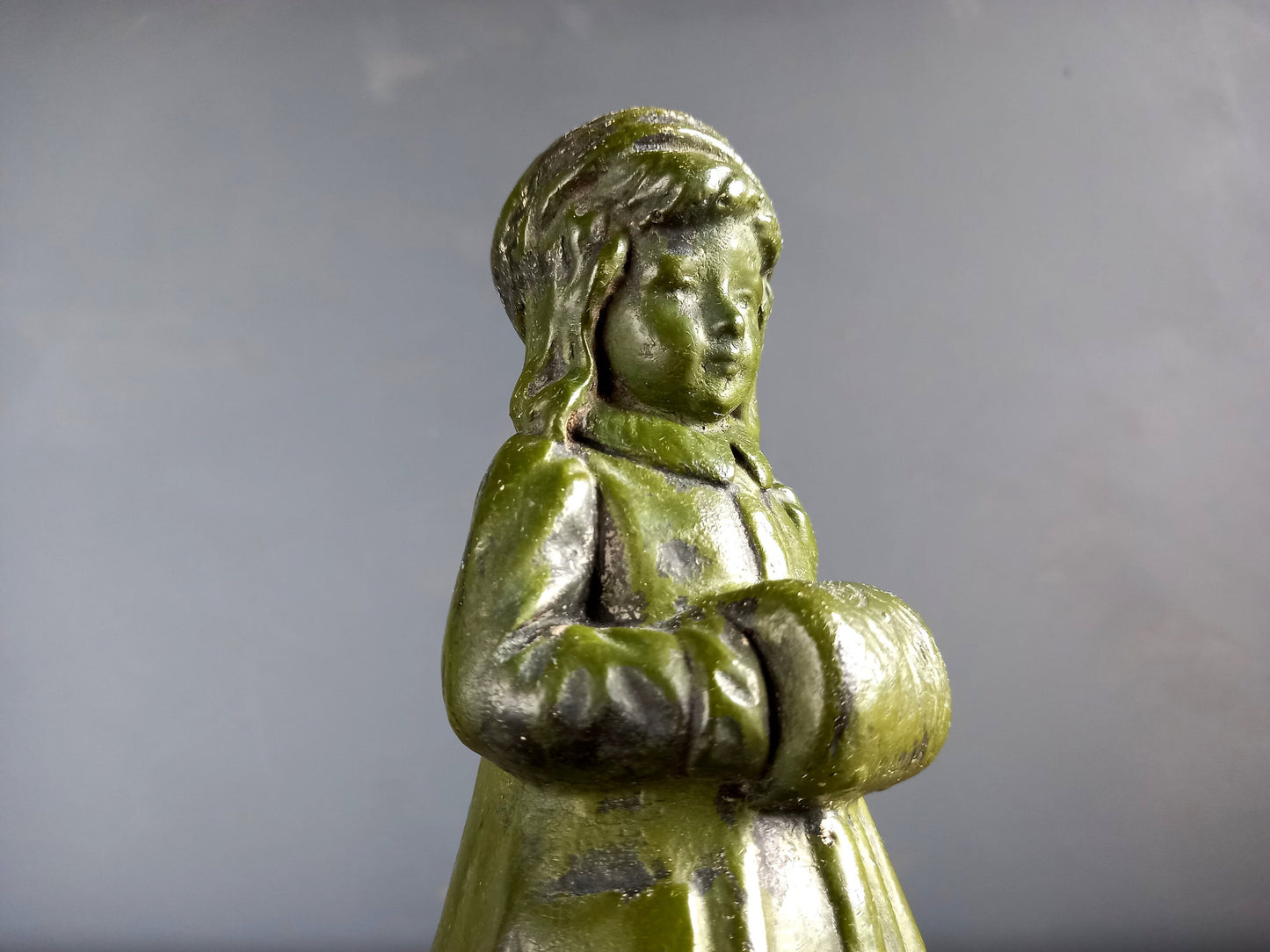 French antique plaster bust of a child. French antique statue.