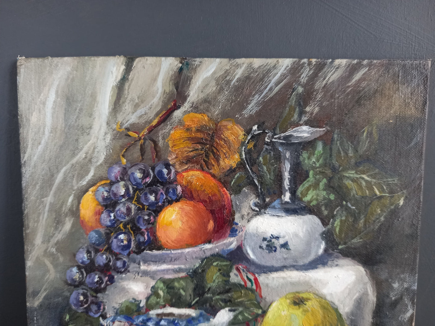 French oil painting. French art. Vintage oil painting. Vintage French oil on board. Art French. French picture. French Country decor
