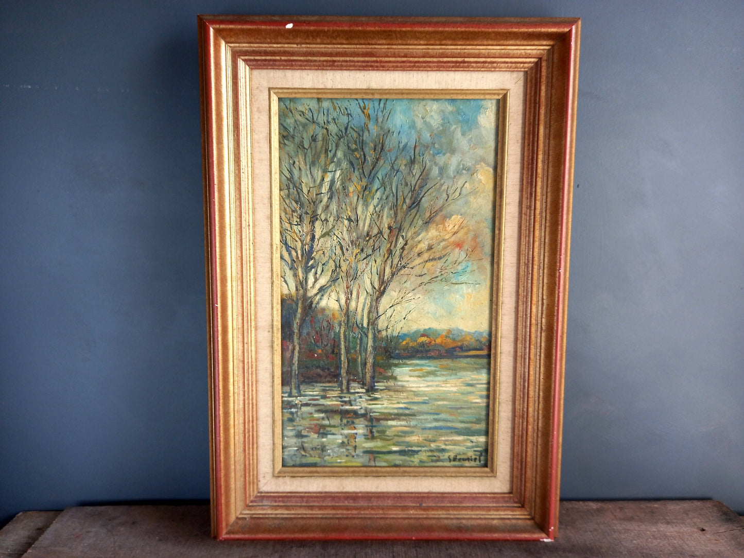 French oil painting. French art. Vintage oil painting. Vintage French oil on board. Art French. French picture. French Country decor
