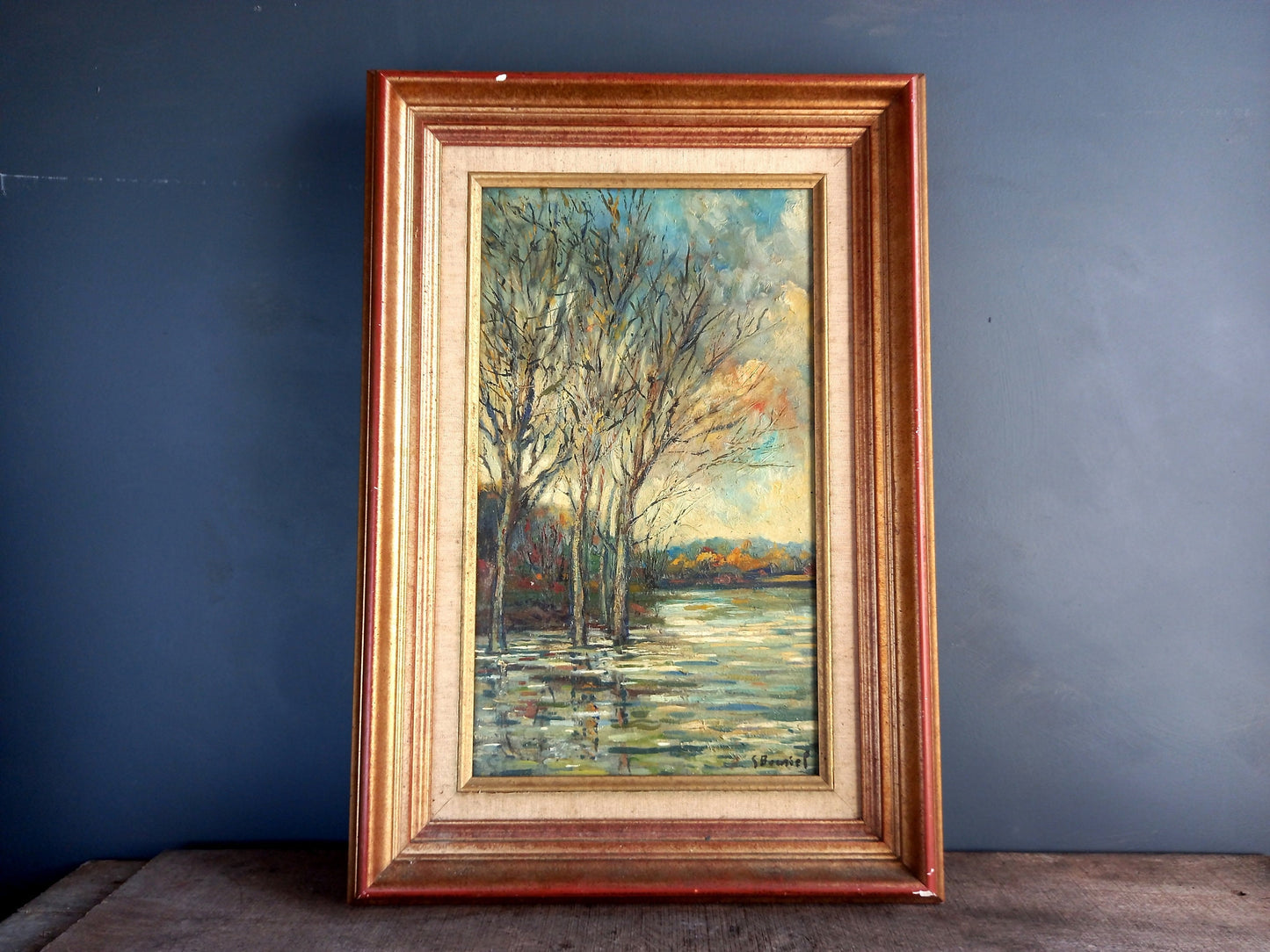 French oil painting. French art. Vintage oil painting. Vintage French oil on board. Art French. French picture. French Country decor