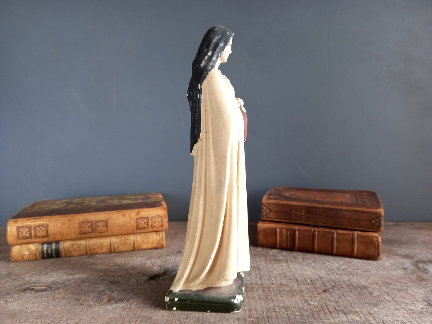 French statue St Therese of Lisieux. Chalkware statue.