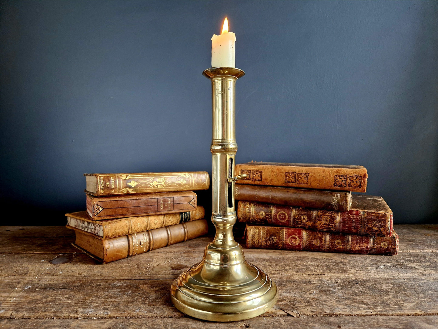 French antique candleholder Antique brass candlestick.