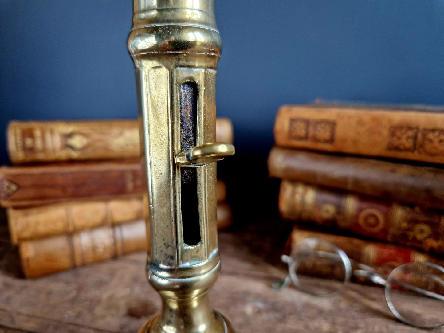 French antique candleholder Antique brass candlestick.