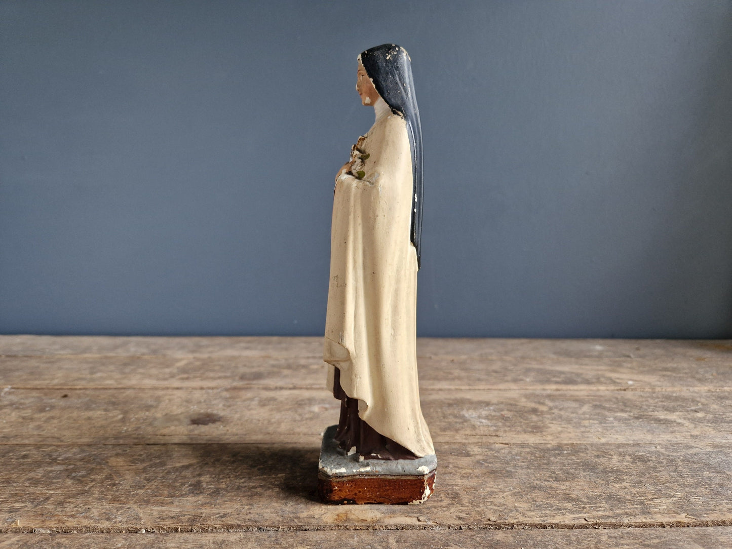French statue St Therese of Lisieux. Chalkware statue.