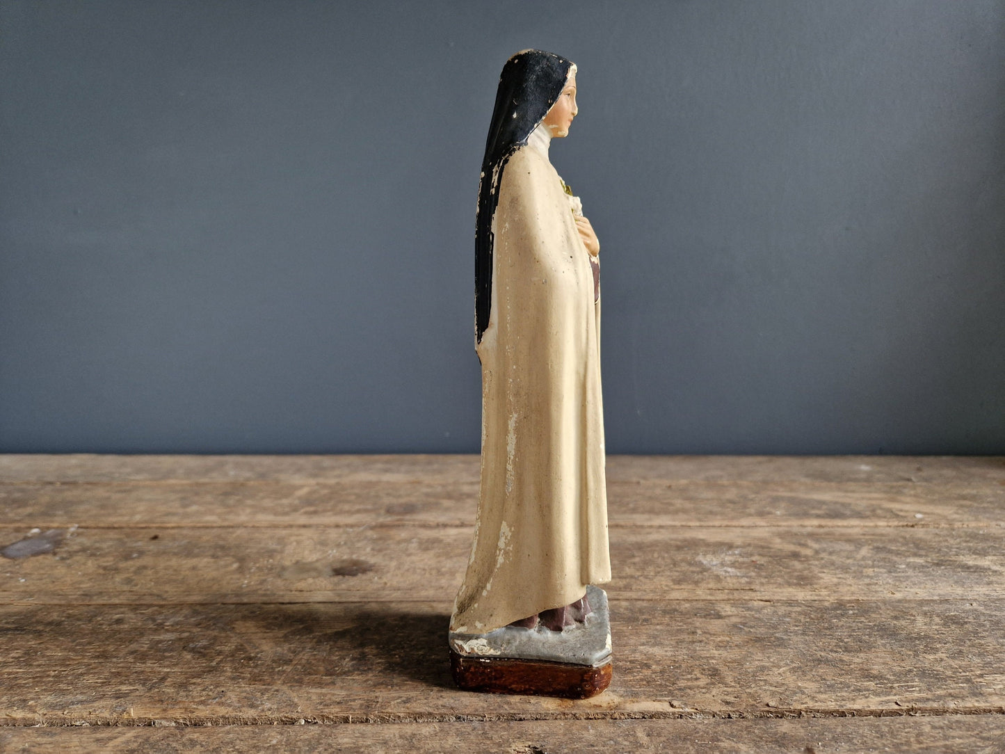 French statue St Therese of Lisieux. Chalkware statue.