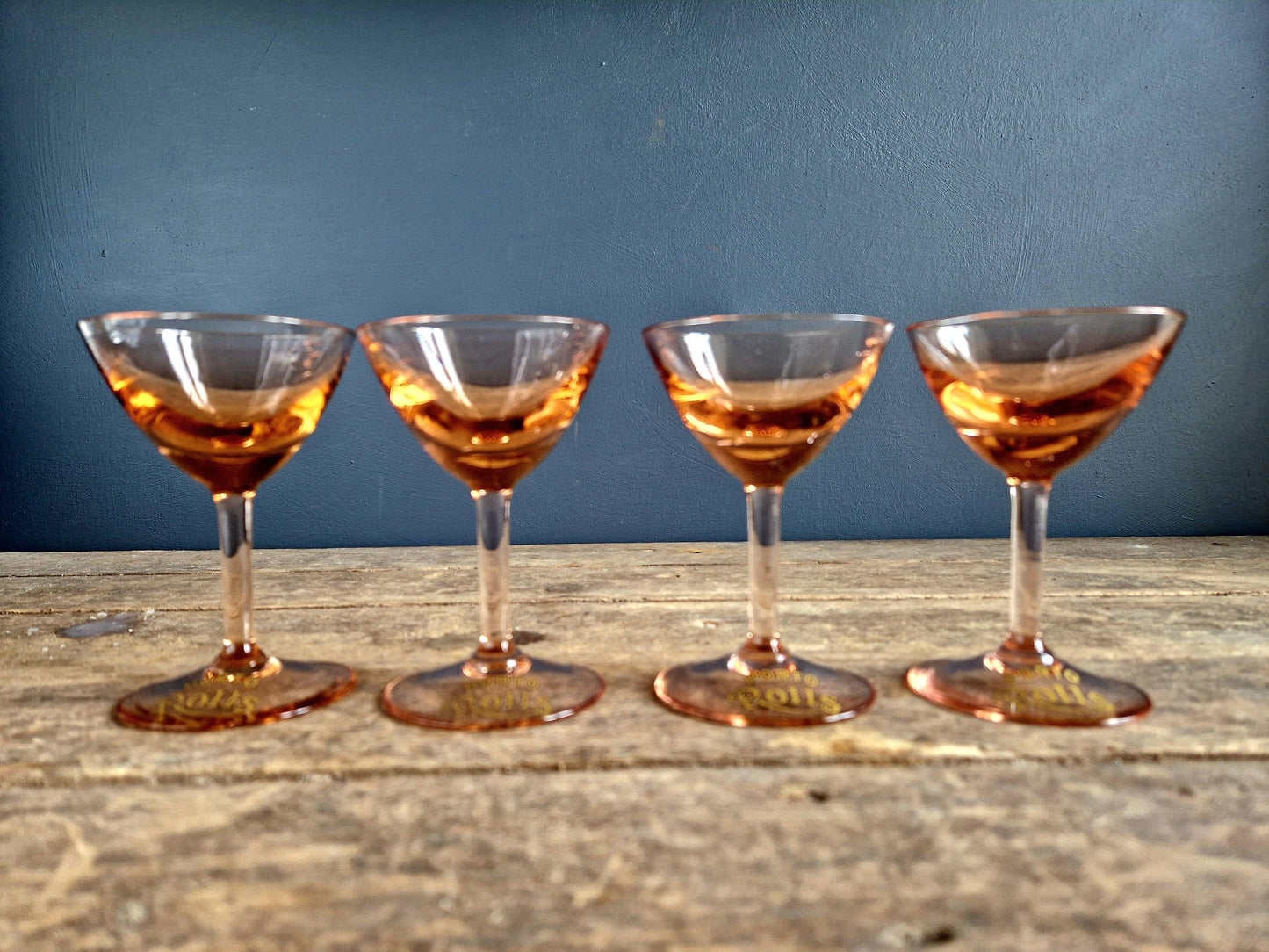 Four small French vintage port glasses Porto Rolls glasses Old glasses Old drinking glasses Vintage glasses French vintage 1950s decor