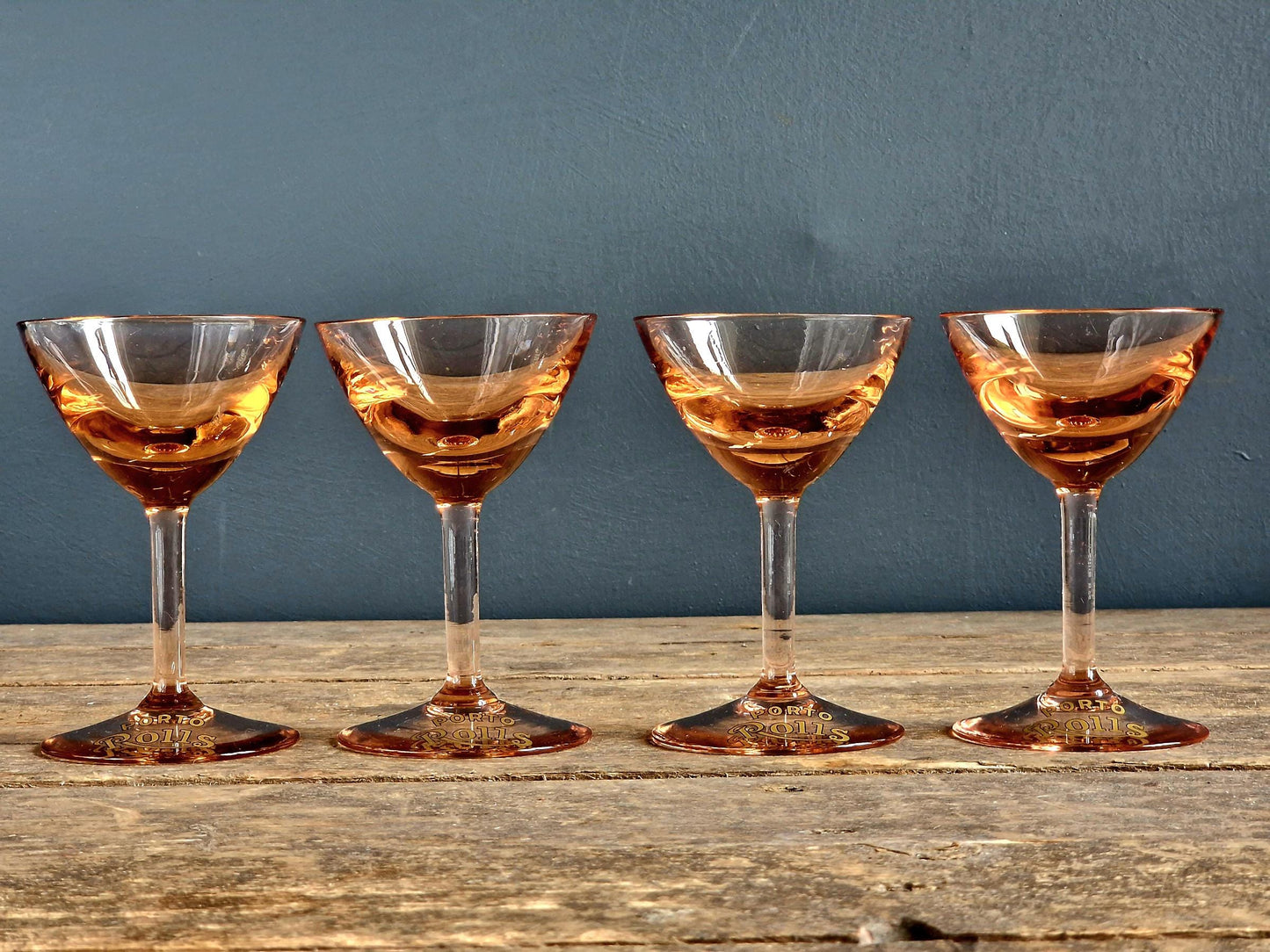 Four small French vintage port glasses Porto Rolls glasses Old glasses Old drinking glasses Vintage glasses French vintage 1950s decor