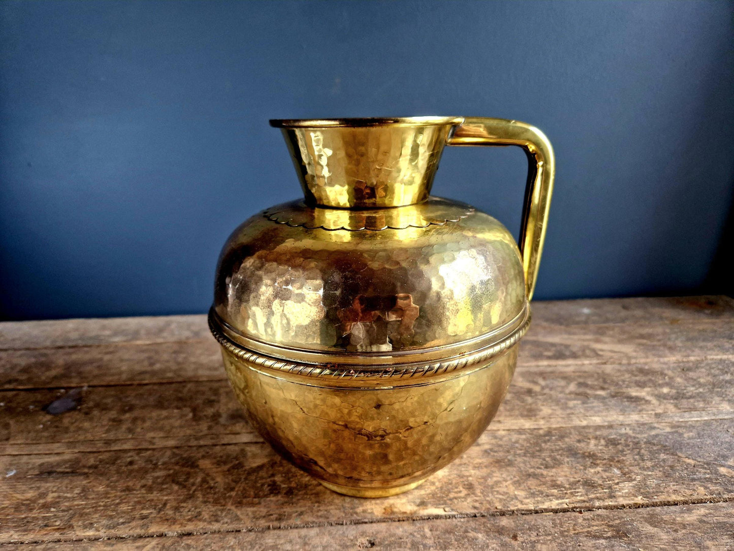 French brass dairy jug brass milk jug French vintage canne a lait French farmhouse decor French country home artisan made vintage dairy jug