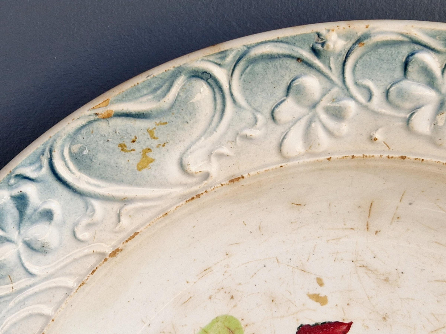 French antique cockerel plate Hand painted rooster plate.