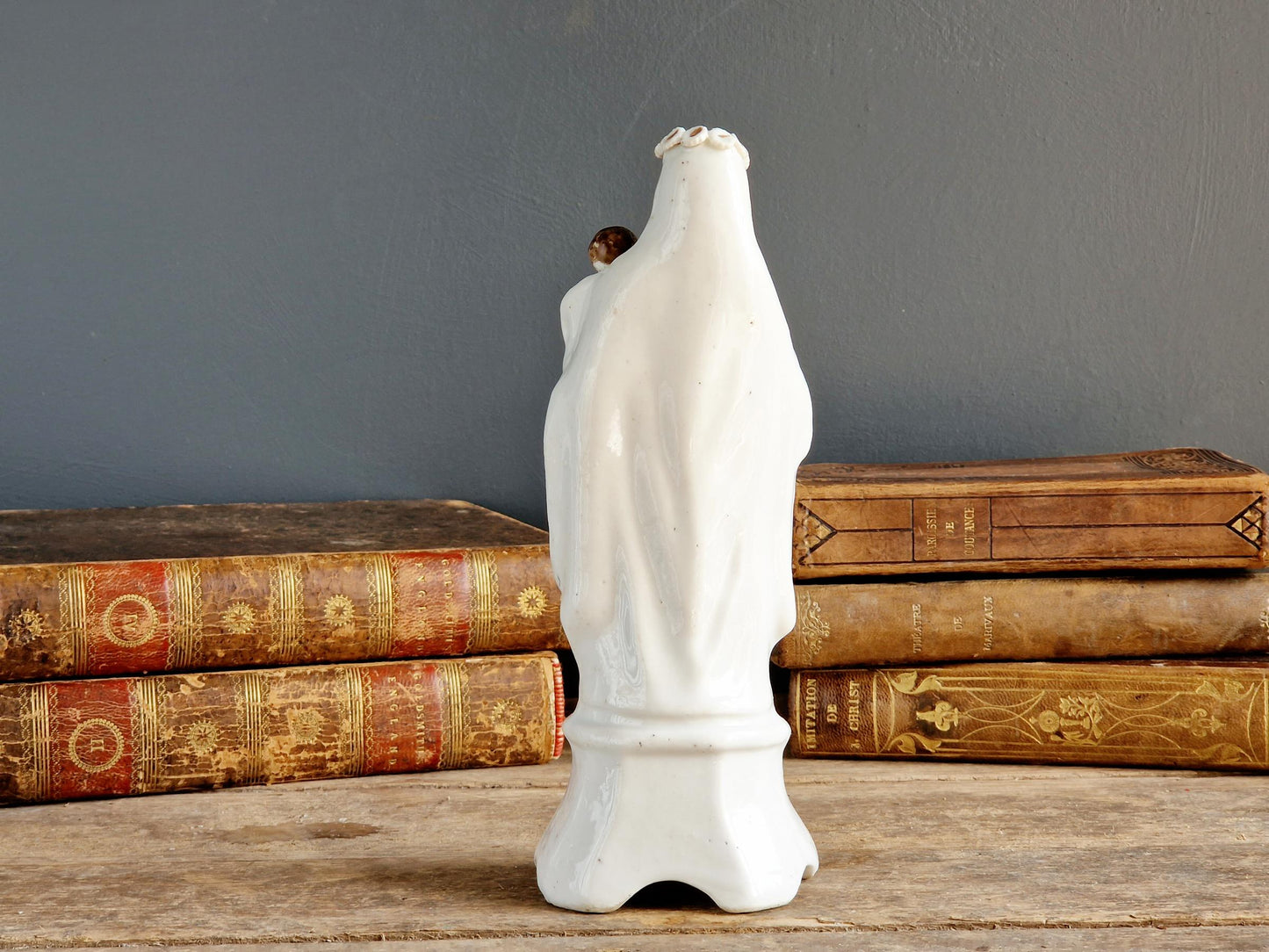 French antique porcelain Madonna statue. Virgin Mary statue.