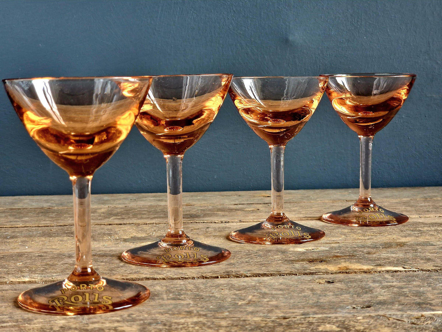 Four small French vintage port glasses Porto Rolls glasses Old glasses Old drinking glasses Vintage glasses French vintage 1950s decor