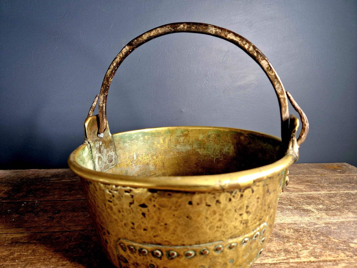 Antique cauldron French brass cauldron Victorian kitchen 19th c cauldron.