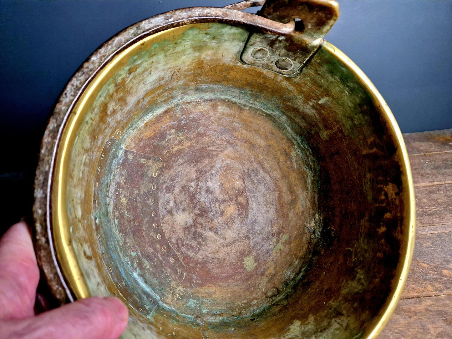 Antique cauldron French brass cauldron Victorian kitchen 19th c cauldron.