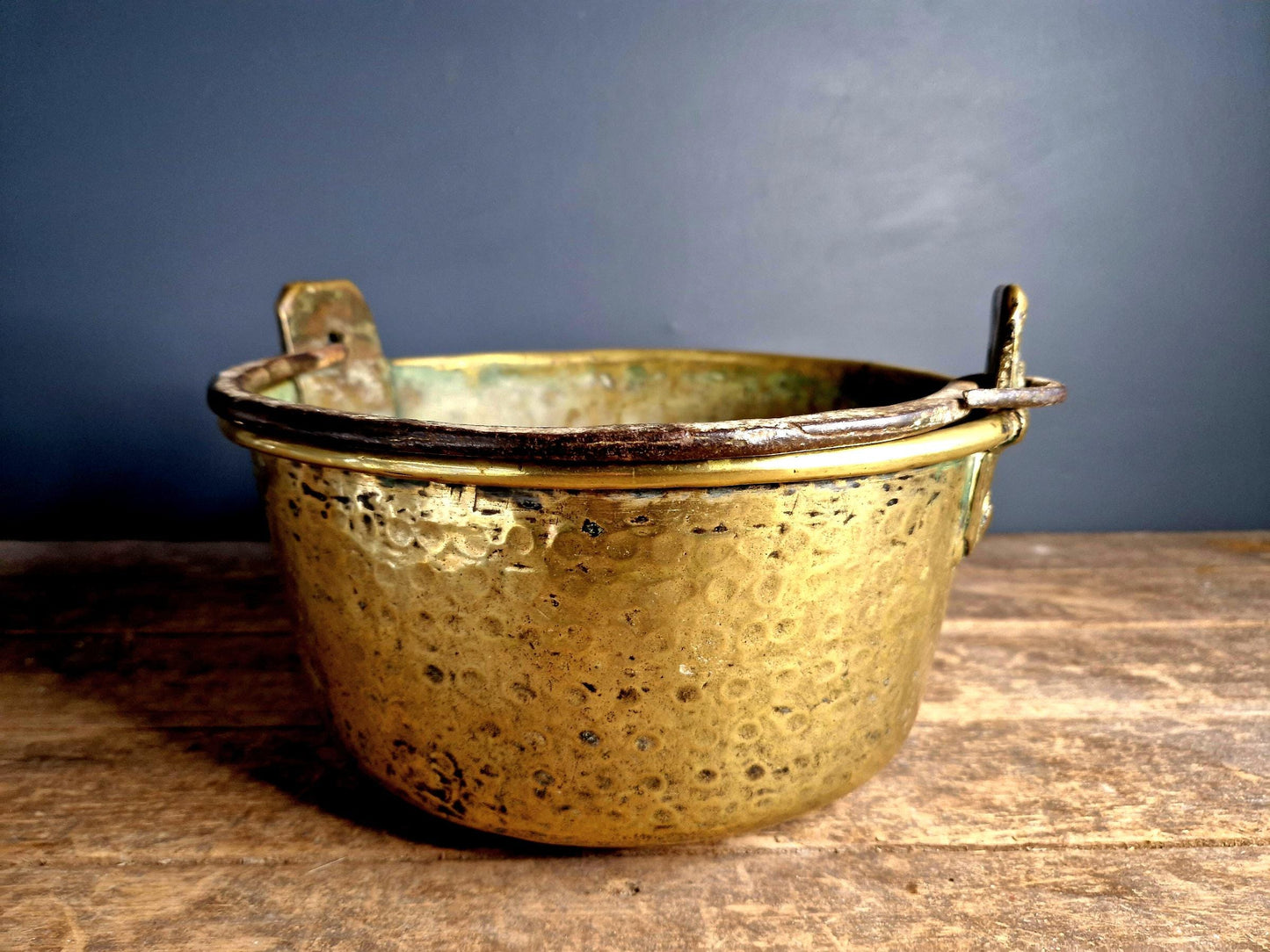 Antique cauldron French brass cauldron Victorian kitchen 19th c cauldron.