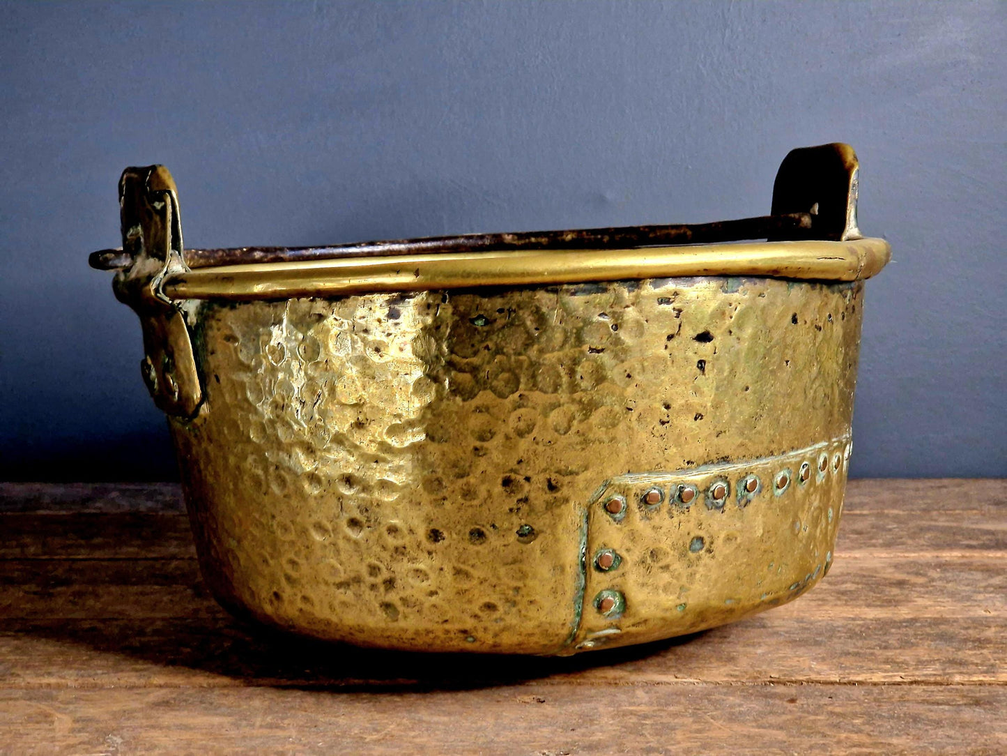 Antique cauldron French brass cauldron Victorian kitchen 19th c cauldron.