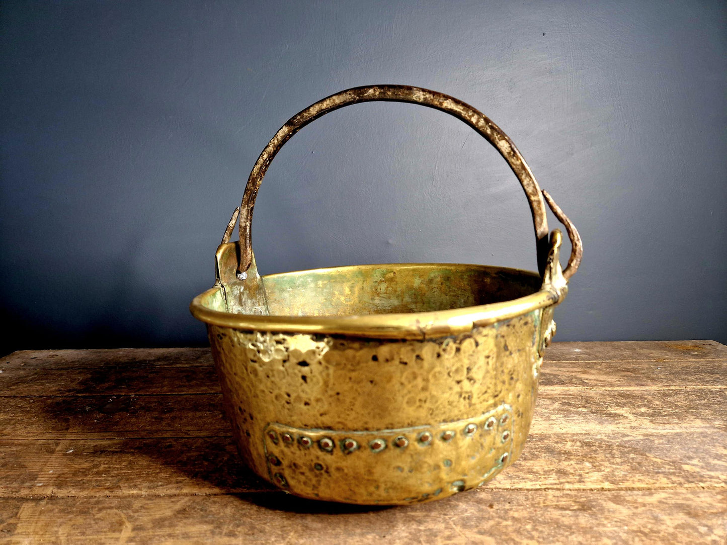 Antique cauldron French brass cauldron Victorian kitchen 19th c cauldron.