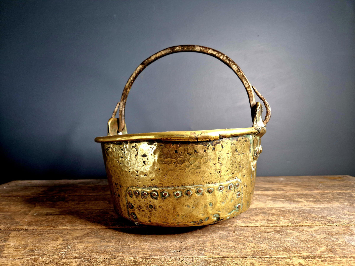 Antique cauldron French brass cauldron Victorian kitchen 19th c cauldron.