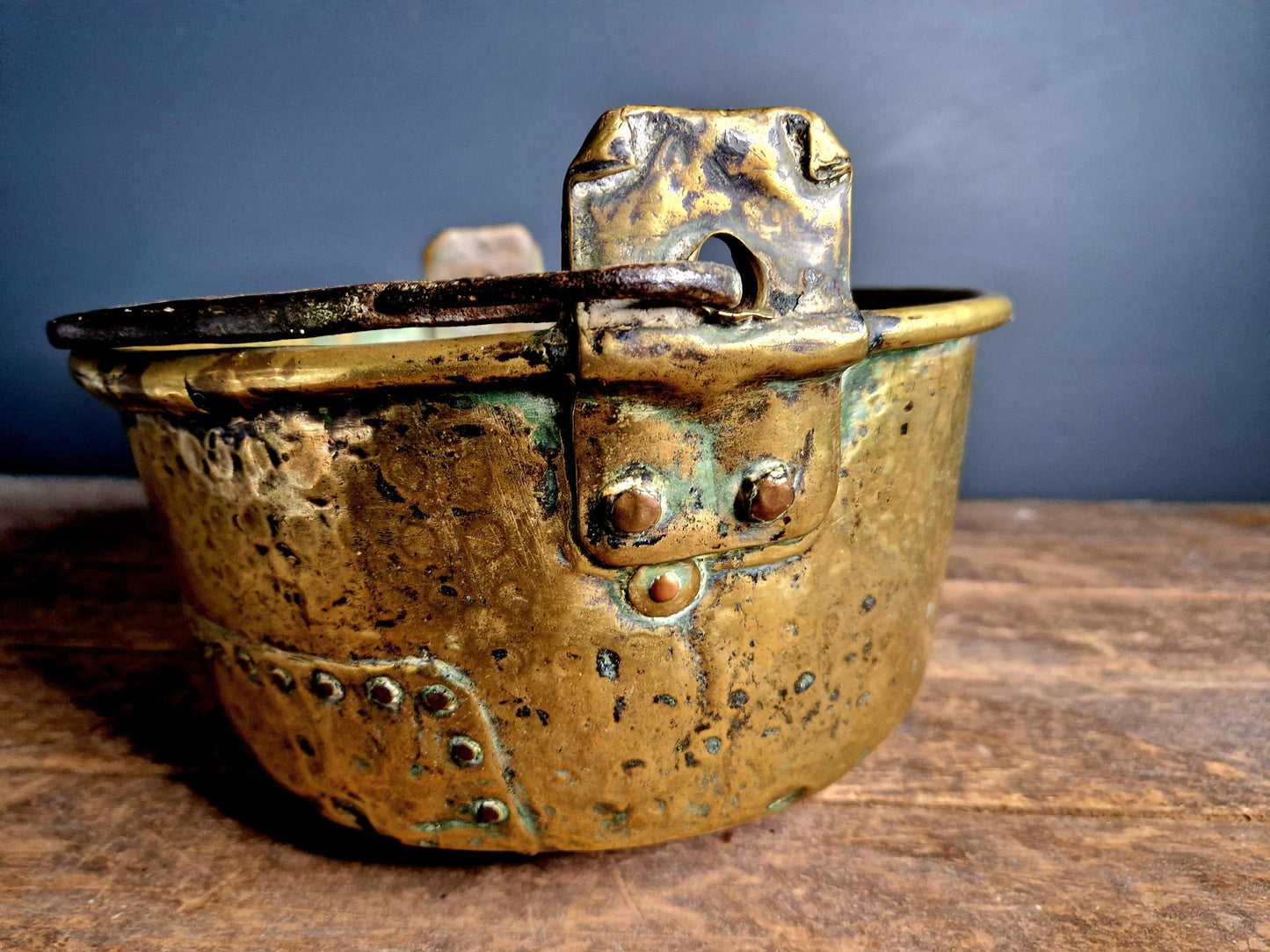 Antique cauldron French brass cauldron Victorian kitchen 19th c cauldron.