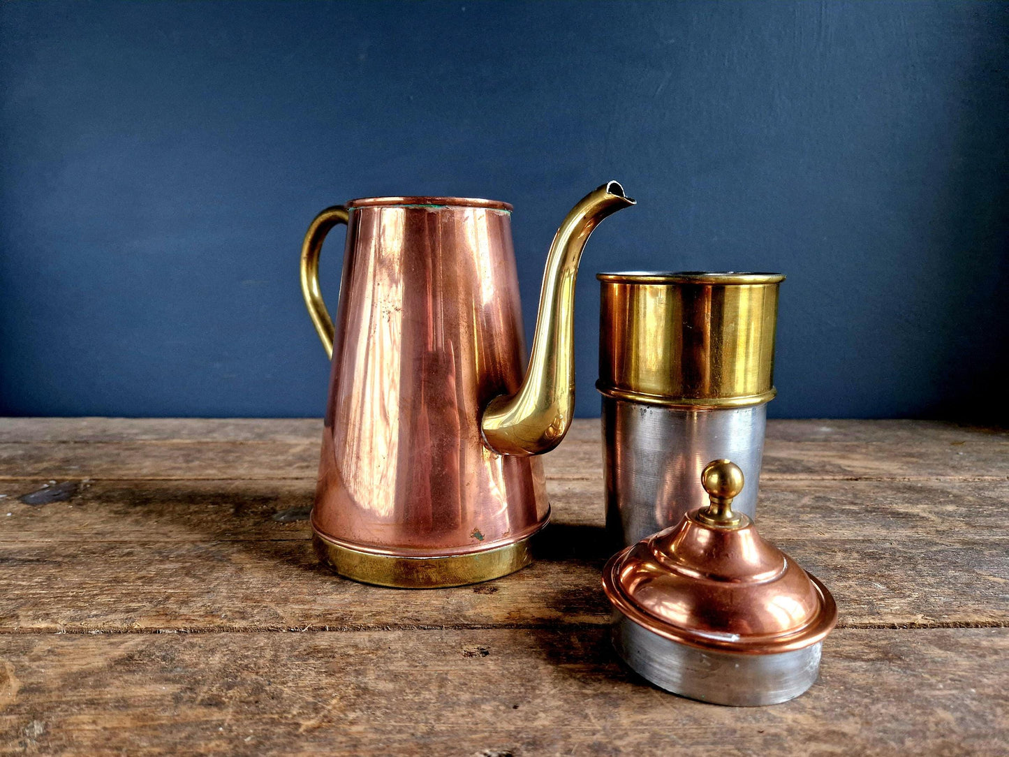 Copper coffee pot with lid Belgian vintage copper pot Copper pots and pans Belgian copper ware Vintage copper Copper kitchen coffee pot.