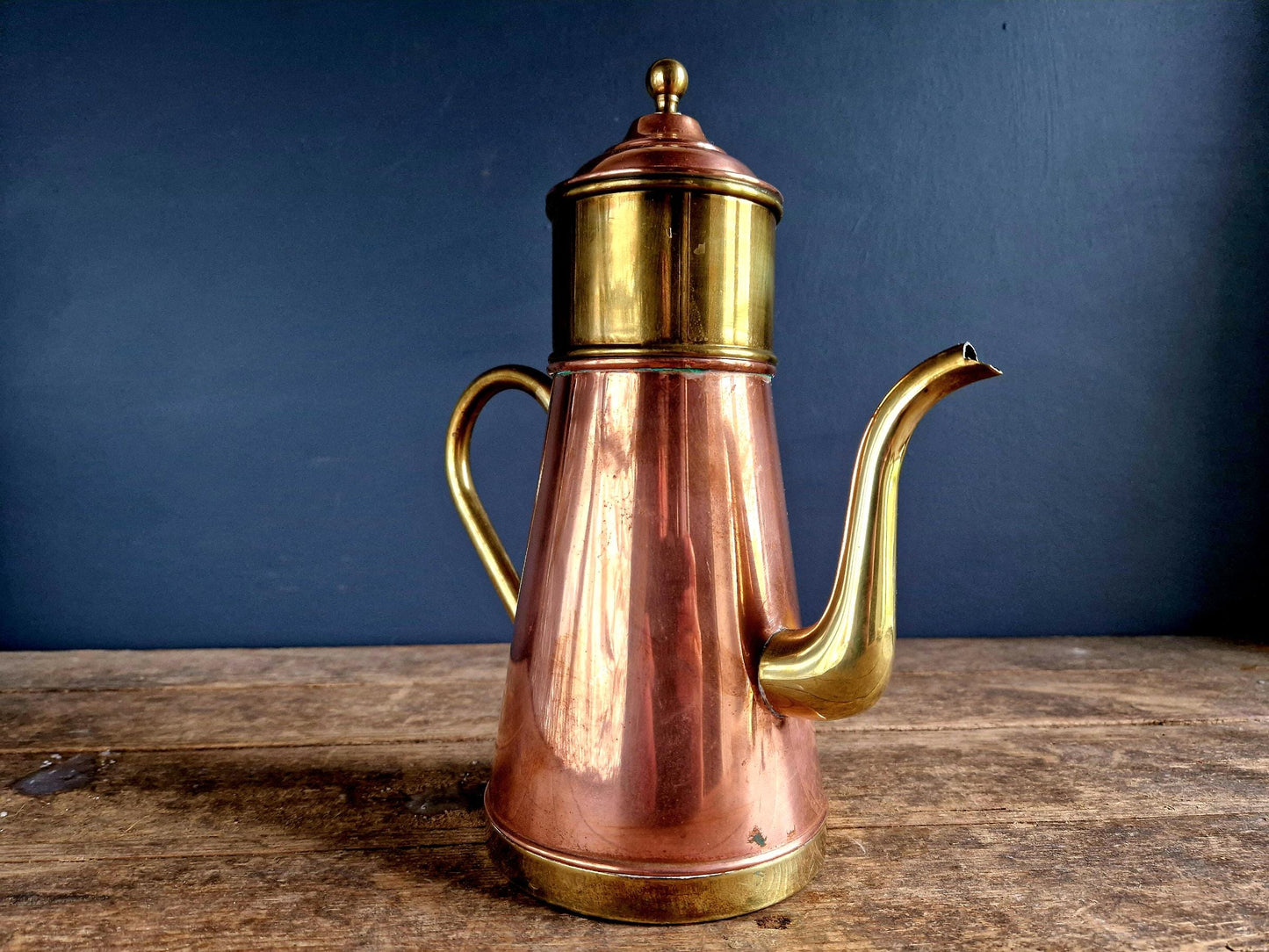 Copper coffee pot with lid Belgian vintage copper pot Copper pots and pans Belgian copper ware Vintage copper Copper kitchen coffee pot.