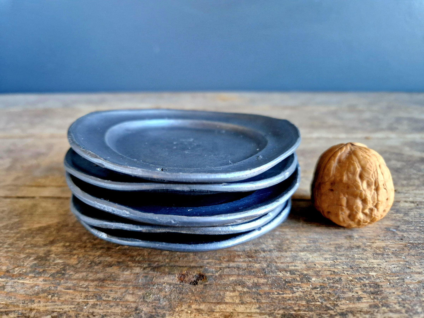 Antique pewter small plates French pewter plates Old pewter plates.