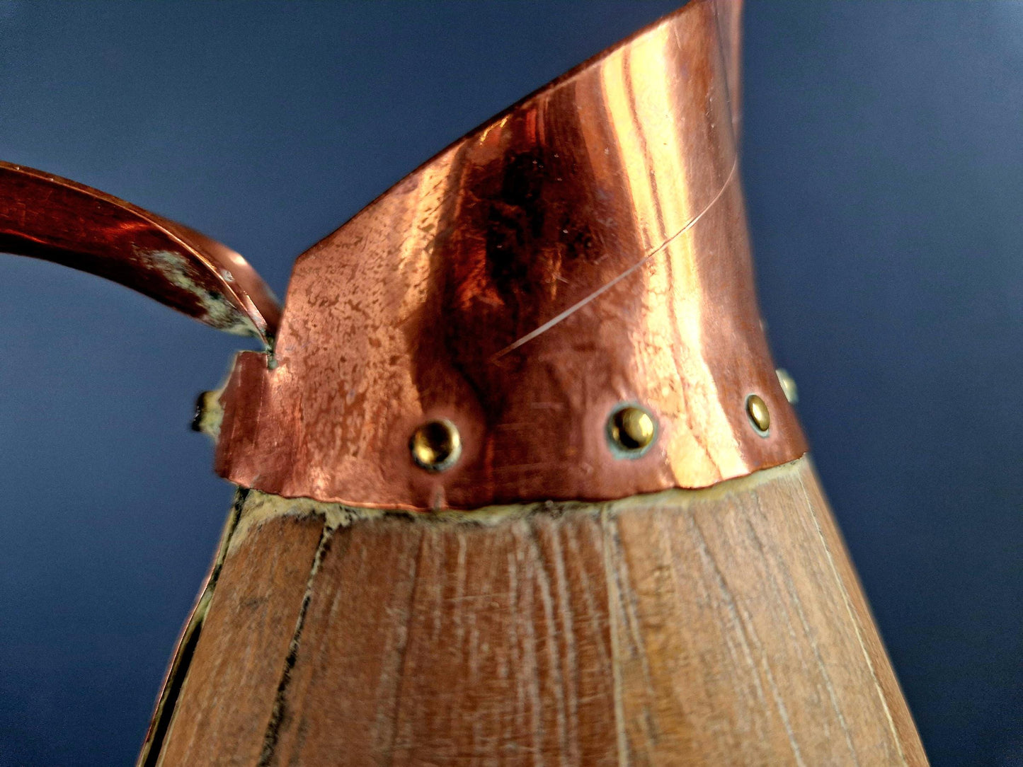 Wooden cider pitcher. French vintage wooden cider jug.