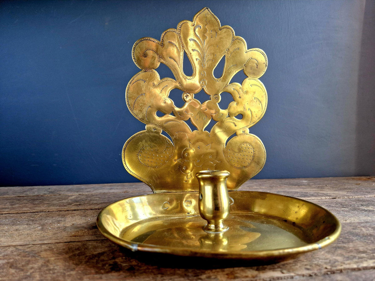 French trench art candle holder Brass trench art candle stick.