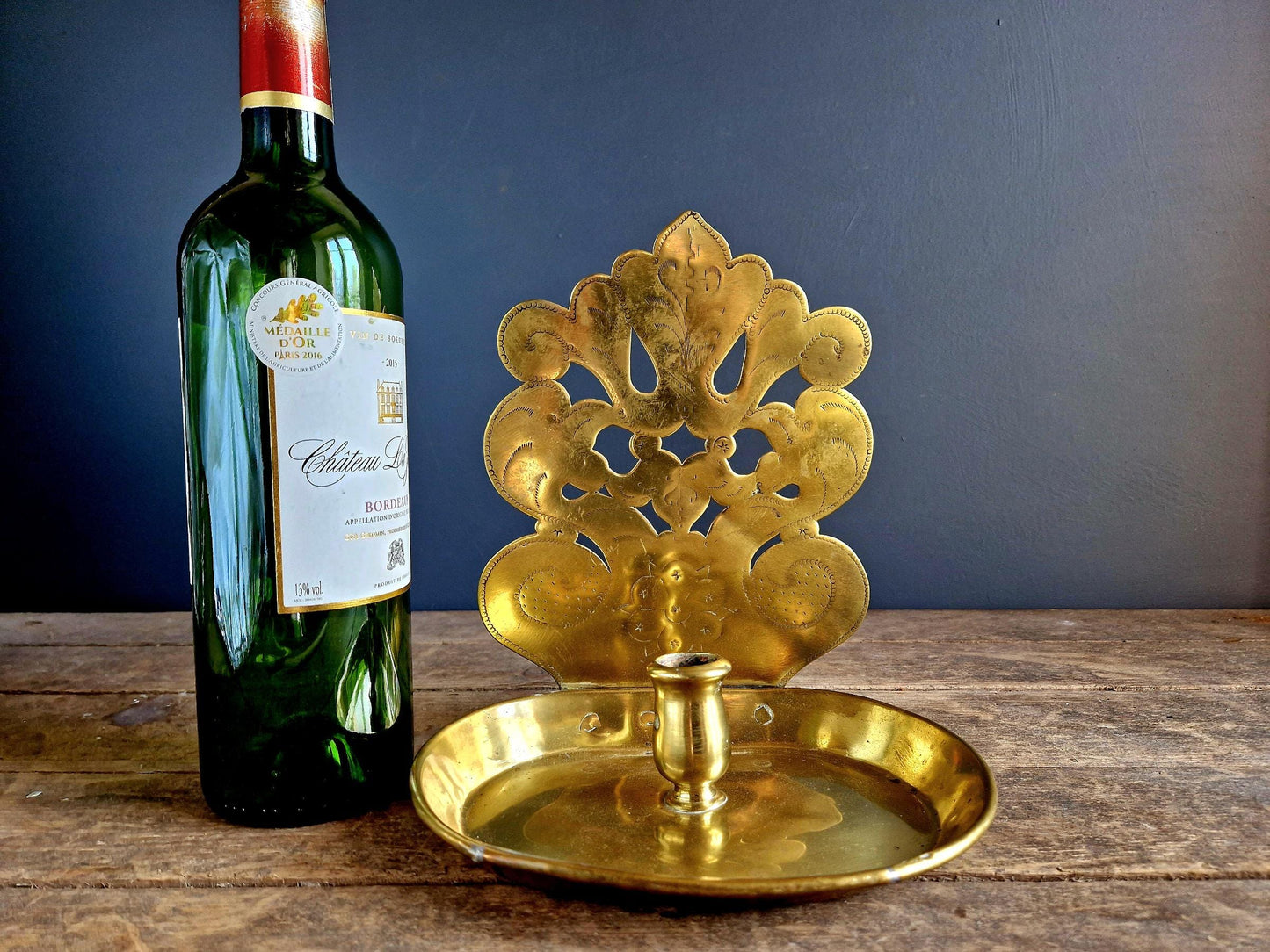 French trench art candle holder Brass trench art candle stick.