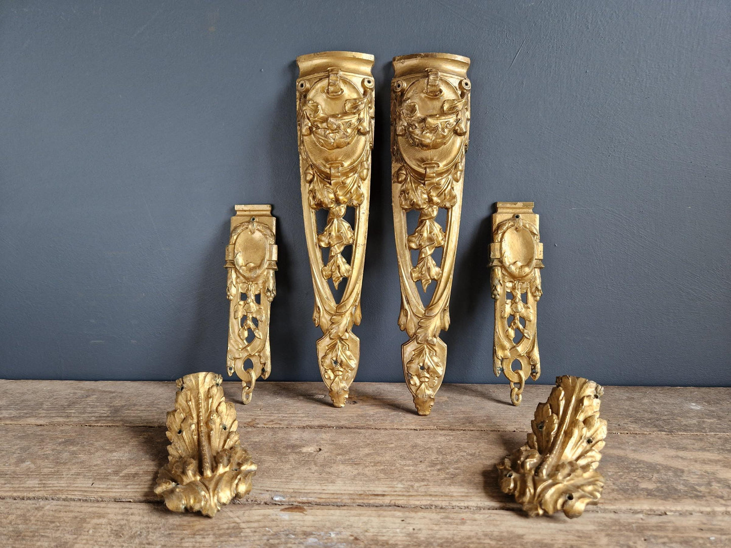 French antique ormolu mounts.French Bronze furniture pediments.